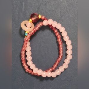 Elegant Pink and Red Beaded Bracelet
